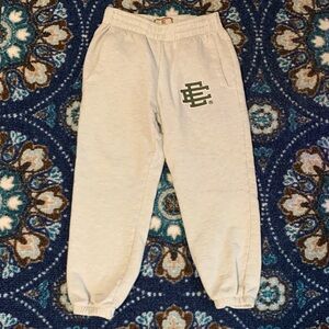 Eric Emanuel Light Gray Joggers with Green Logo